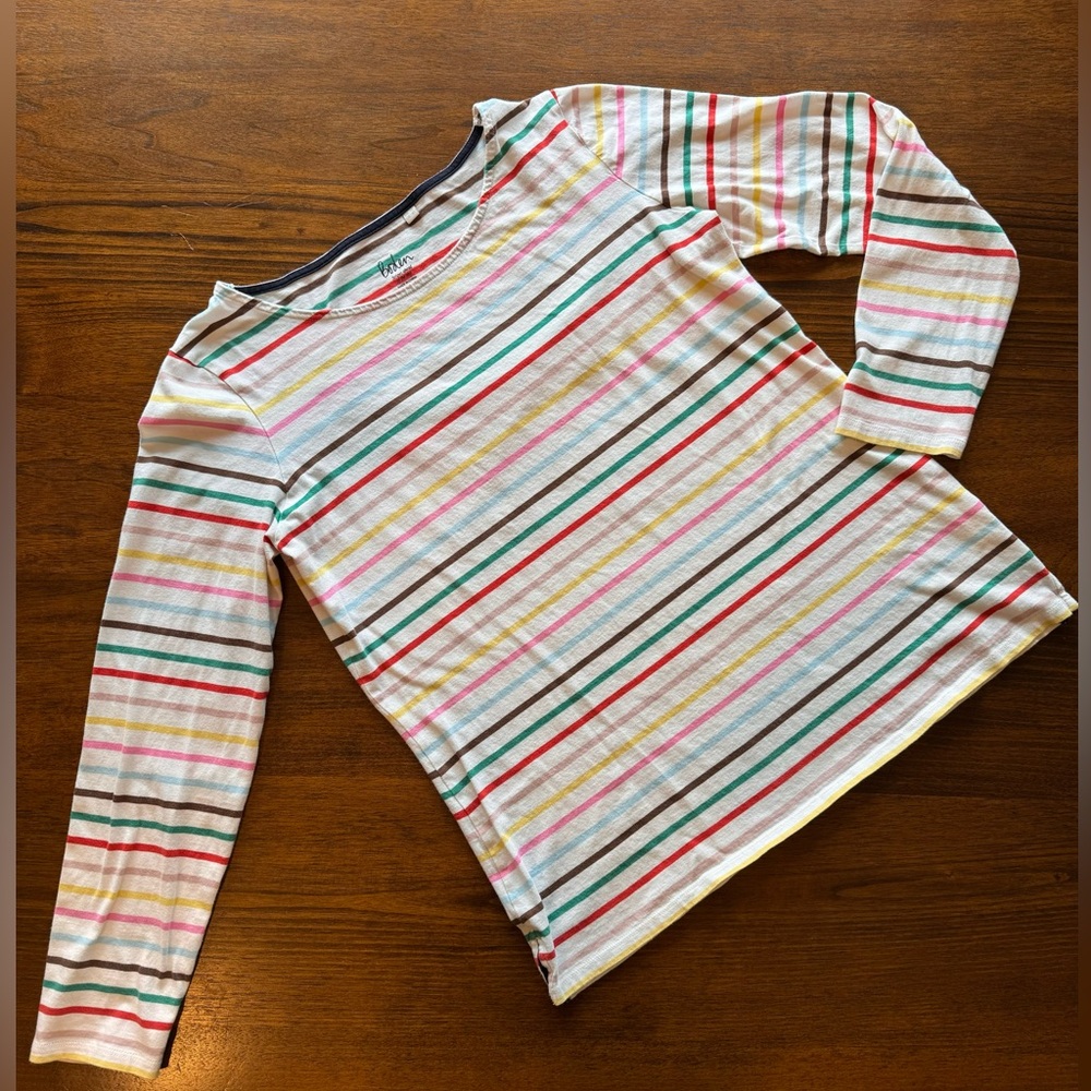 Boden Women’s US Size 10 Long Sleeve Top Classic Rainbow Stripes